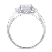 Transgems 18k 585 White Gold Moissanite Engagement Ring Center 6x8mm F Color Moissanite Emerald Cut 3 Stone Engagement Ring Y19061203