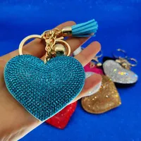 Diamond Heart Tassle Keychain Carabiner Keychain Key Rings Holder Gold Bag hänger Fashion Designer Jewelry for Women