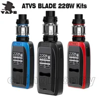 100% Originele ATVS Blade Vape Mod Starter Kit 0.96 Inch OLED Groot scherm 228W Dual 18650 Batterij 5 ml Subohm Atomizer E Sigaretten DHL GRATIS