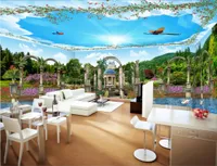 3D комната обои пользовательские фото росписью грандиозные королевские садовые суд здание полный дом стена стены искусства холст картинки обои для стен 3 д