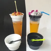 500 Stück Snack Cup-Halter-kreative Fried Chicken Fries Popcorn Cups Halter Einweg Kaltes Getränk Milch-Tee Plastikbehälter