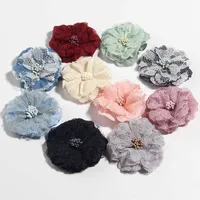 120PCS 5.5CM 2.1&quot; High Quality Fabric Artificial Lace Flower For Hair Accessories Chiffon Flowers Bouquet For Headband Wedding