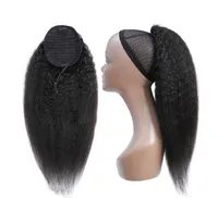 Kinky Droit PoneyTail Hair Cheveux humains Remy Brésilien Cordon de cordon de queue 1 pièce Clip dans les extensions de cheveux 1b Queue de poney