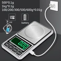 100  200 300 500g 600 x 0.01g 500 1kgx0.1g mini Portable USB Charger Electronic Digital Pocket Jewelry Scale Balance Pocket Gram LCD Display
