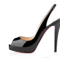 Top Quality Big Size 34-45 platform Women Shoe Red Bottom High Heels Peep Toe Woman Shoes Black Patent Leather Extremely High Heel With Box