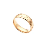 joyería del diseñador de la manera 18K de clásicos anillos de oro del amor para las mujeres de titanio de acero inoxidable grabado combada flores anillo de la joyería regalos de boda