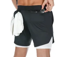 2020 estate di arrivo a due piani Mens Shorts fitness Bodybuilding traspirante secchezza rapido Breve Palestre Uomo Pantaloni Casual knee-lunghezza Pants