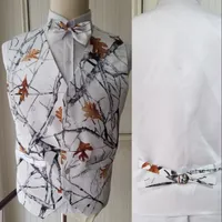 Vit Camo Bröllop Västar 2019 lämnar Patterntweed Groom Vest Slim Fit Five Button Mens Suit Vest Prom Bröllop Waistcoat
