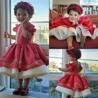 2020 Little Red Flower Girl Dresses for Wedding кружевная вышивка A Line Girls Pageant Dress оборками на заказ Детские платья на День Рождения