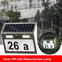 Solar Security Lighting Motion Sensor House Número Lâmpada Branco Branco Aço Inoxidável Impermeável LED Jardim Corredor Lâmpadas de Parede DHL