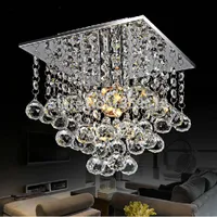LED Square Crystal Chandelier Crystal Lustre Modern Mini Ceiling Lamp for Bedroom Livingroom Restaurant Lighting Fixture