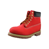 Mens Waterproof Couro Nubuck Trabalho Botas deslizamento Casual resistentes sapatos de segurança Caminhadas tornozelo para Homens Red Cor