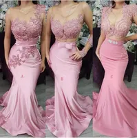 2 Piece Mermaid Bridesmaid Dresses 2019 Three Types African Sweep Train Long Country Garden Wedding Guest Gowns Maid Of Honor Dress T187