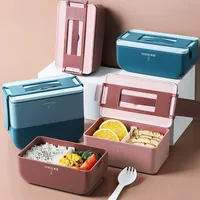 Plastica Bento Box riscaldata Forno a microonde Lunch Box a prova di perdite Indipendente Lattice Bento Box portatile Contenitore alimentare