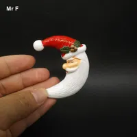 Requintado diy acessório 60 mm forma de lua bonito santa claus resina miniaturas figurine modelo brinquedo presente de natal