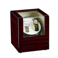 Waco Doppio orologio Display Case Scatole per cassa in legno, Avvolgitori Automatic Rotation Organizer Storage, Aspetto rosso sandalo bianco interno