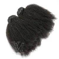 VMAE PERUVIAN Virgin Hair Afro Kinky Curly Weft Natural Color Soft 3 Bunds 4C Curly Obrecised Human Hair Weaves Extensions