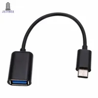 500pcs/lot New Type C OTG Cable Adapter USB 3.1 Type-C Male to USB 2.0 A Female OTG Data Cable Cord Adapter White/Black about16.5cm
