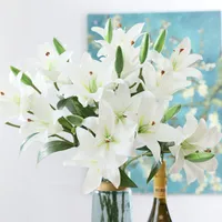 Yeni 3D Baskı Zambak Şubesi Yapay Çiçekler Ev Masası için Düğün Dekorasyon Plastik Sahte Çiçek Flores Artificiais