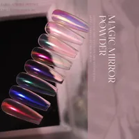 Hot 12 Style Nail Glitter Fairy Aurora Powders Damm Torka på Nails Manicure Dekorationer Nail Art Shell Powder Pigment Chrome Nail Makeup