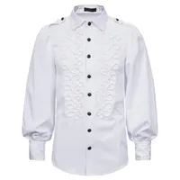 High Quality Men&#039;s vintage shirt Steampunk Victorian solid retro evening party blouse Long Sleeve streetwear Shirt chemise homme