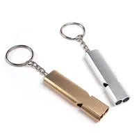 Mode klassisk design utomhus sport nyckelringar handgjorda aluminium whistle kedja högkvalitativ guld silver nyckelring