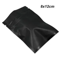 200PCS 8x12cm nero opaco piatto di alluminio riutilizzabile Foglia Borse Imballaggi alimentari Grade mylar richiudibile Dry Food Pack Pouch con chiusura a zip