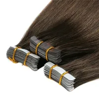 Dubbeldragen brasilianska raka 40pieces / Pack 100g 120g Blond Black Brown Skin Weft 8-30 tums tejp i hårförlängningar