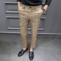 Yasuguoji British Style Dress Suit Pant Man 2020 Ny Plaid Suit Pant Men Designer Gentlemen Business Casual Work Byxor