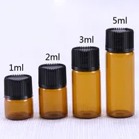 Échantillons en verre de bouteille de bouteille d'huiles essentielles en verre ambre de 1ml / 2ml bouteilles de flacons de bouteilles