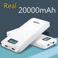 KONCOO Real 20000mAh Power Bank mit hoher Kapazität 2 USB-Ausgang externer Akku mit Taschenlampen-Ladegerät für Telefone und Tablets