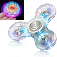 LED Fidget Spinner Clear Fidget Toy Crystal Led Light Rainbow Toy Finger Hand Spinner For Kids Boys Girls