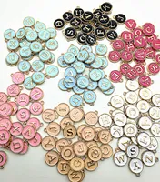 26pcs 12*14MM Round gold enamel alphabet charms color capital letter beads initial pendants alloy jewelry making accessories DIY