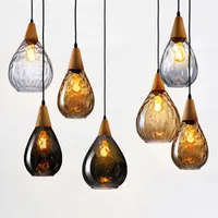 Criativa da gota da água LED Pendant Light Champagne vidro de suspensão Lamp Modern Frasco de perfume de vidro claro abajur Loft luminária