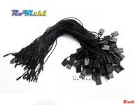 1000 stks 18 cm hang tag afdichting string met lus nylon koord en bullet hoofd snap lock zwart