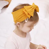 Yeni 16 renk Ins Avrupa Bebek Kız Büyük Ilmek Bandı Çocuklar Çift Katmanlar Yay Hairband Çocuk Bandanalar Headwrap Kafa Bandı