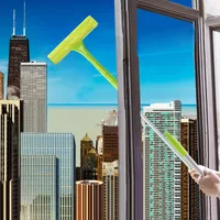 Escobilla de goma ajustable Limpiador de ventanas Alcance telescópico Limpieza de vidrio Cepillo de la puerta Kit de alcance interior Equipo de lavado al aire libre
