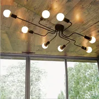 Moderna araña de techo LED nórdica Varilla múltiple Barra de hierro forjado LOFT E27 Lámparas de techo para la sala de estar Lustre Lustre I330