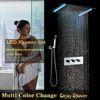 浴室のシャワーの蛇口は埋め込み天井のレインシャワーパネル360x500mmの浴槽のシャワーの柱のミキサーとハンドスプレーセットで寒い寒さ