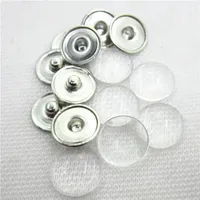 20sets No Design Custom Jewelry Snap Przycisk Dokonywanie przycisków mosiężnych przycisków z przezroczystym szklanym kaboszonami, miedzi, jasne, przycisk: 18mm
