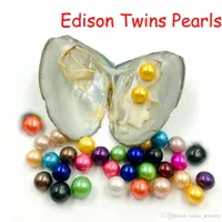 Free shipping 2020 Round Edison Twins Pearl Oyster 9-12mm 16 mix Color Natural pearl Gift DIY Jewelry Decorations Vacuum Packaging Wholesale