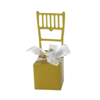 Classic Candy Box Silver Gold Chair Favor de la boda con cinta y corazón encanto para caja de regalo de boda ZC0463