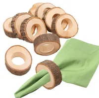 Circle en bois Bagues de serviettes naturelles Porte-serviettes de bois pour artisanat Making Hotel Table DIY Projets Mariage