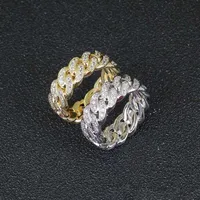 남성 힙합 럭셔리 디자이너 망에 대한 아웃 아이스 링은 쿠바 링크 링 구리 지르콘 골드 실버 약혼 결혼 다이아몬드 보석 선물에 8mm