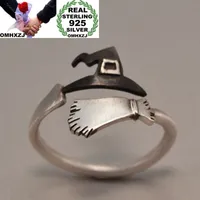 Omhxzj Band European Band Wholesale Rings Fashion Woman Wear Wedding Gift Silver Witch Hat Hat Open 925 Sterling Silver Ring RR270