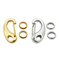 Titan Steel / Golden Färg Rostfritt stål Hummer-Claw-Clasps Ringar Chain Connector Tillbehör Ställ DIY för 5 mm breddarmband halsband