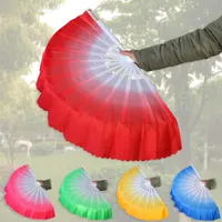 Çin Dans Fan Ipek Weil Beyaz Fan Için 5 Renkler Kemik Düğün Katlanır El Fan Parti Favor Ljja3499-2