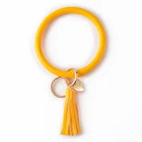 Factory direct sale PU leather bracelet key ring peach heart tassel pendant PU leather bracelet key ring, Fashion Bracelet