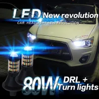 2PCS 60SMD Car DayTime Running Light DRL Turn Signal LED T20 1156 Dual Model W21W PY21W BAU15S P21W BA15S