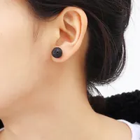 6MM 8MM 10MM Lava Rock stud Earrings Essential Oil Diffuser Natural stone Stainless steel Ear pin For women Fashion Aromatherapy Jewelry